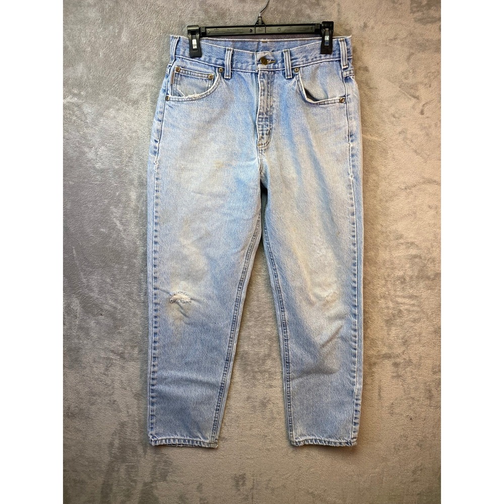 Vintage Carhartt Relaxed Fit 31x30 Light Wash Denim Jeans Mens Workwear